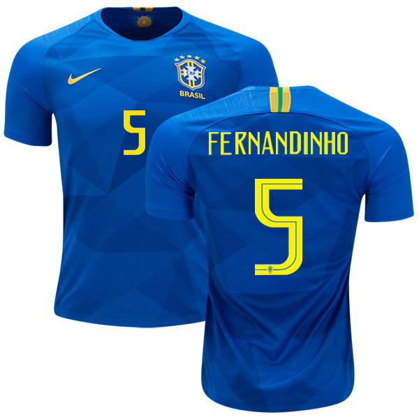Brazil #5 Fernandinho Away Soccer Country Jersey - Click Image to Close